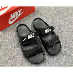 Nike Black Dual Adjustable Strap Comfort Slippers