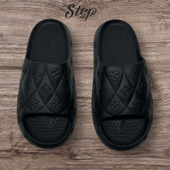 LV Black Luxury Soft & Rubberest Sole Slippers