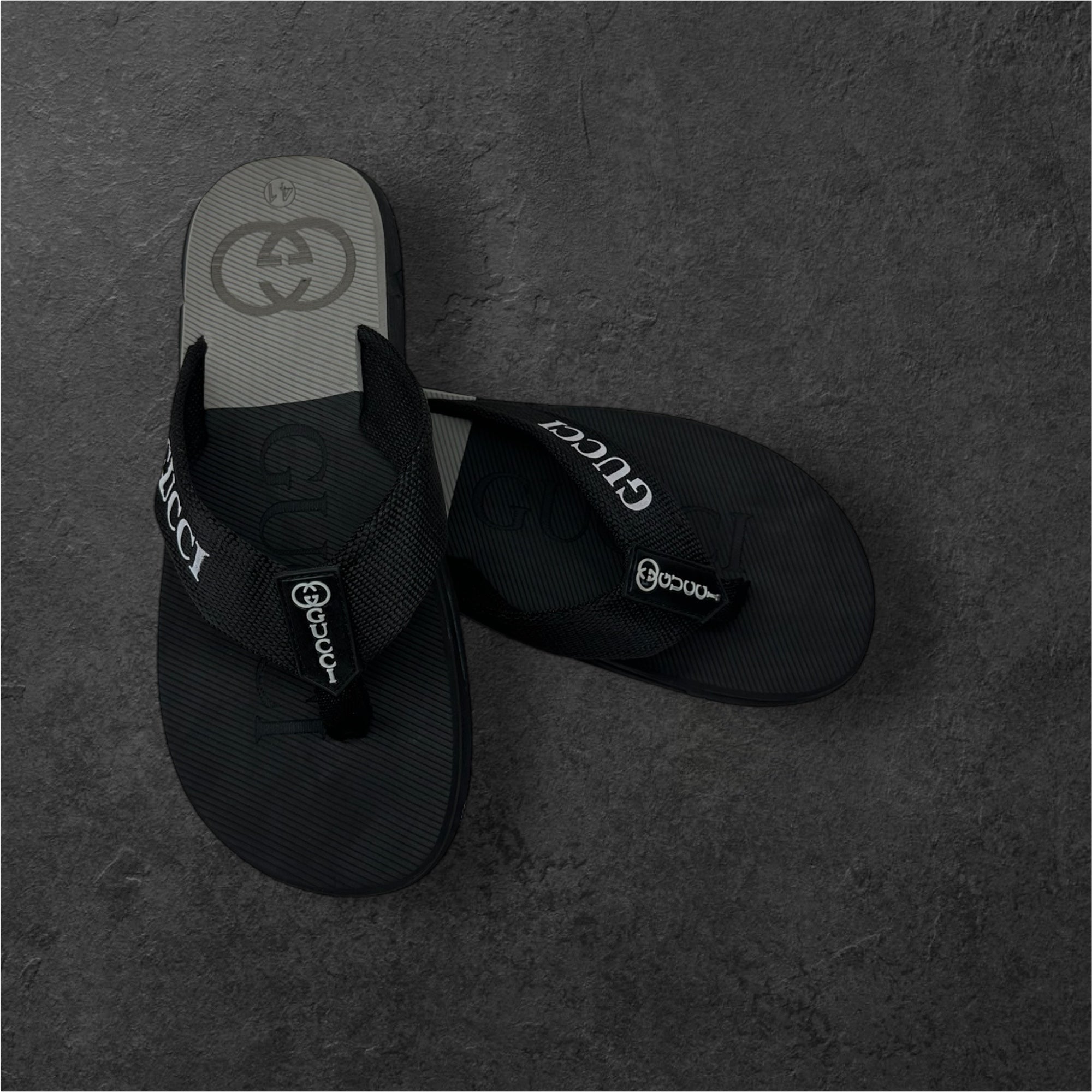 New Gucci  Extra Soft Gray Black Flip Flop Slipper