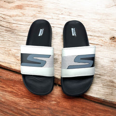 Skechers White&Black Hyper Burst Memory Foam Slide