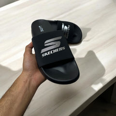 Skechers Black Shine Hyper Burst Memory Foam Slide