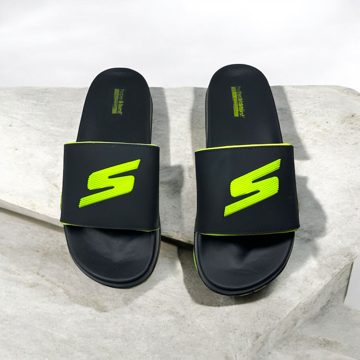 Skecher Black Reflective Luxury Slides