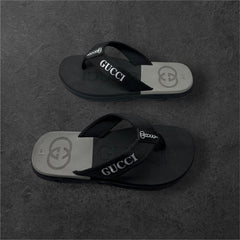 New Gucci  Extra Soft Gray Black Flip Flop Slipper