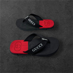 New Gucci  Extra Soft Red Black Flip Flop Slipper