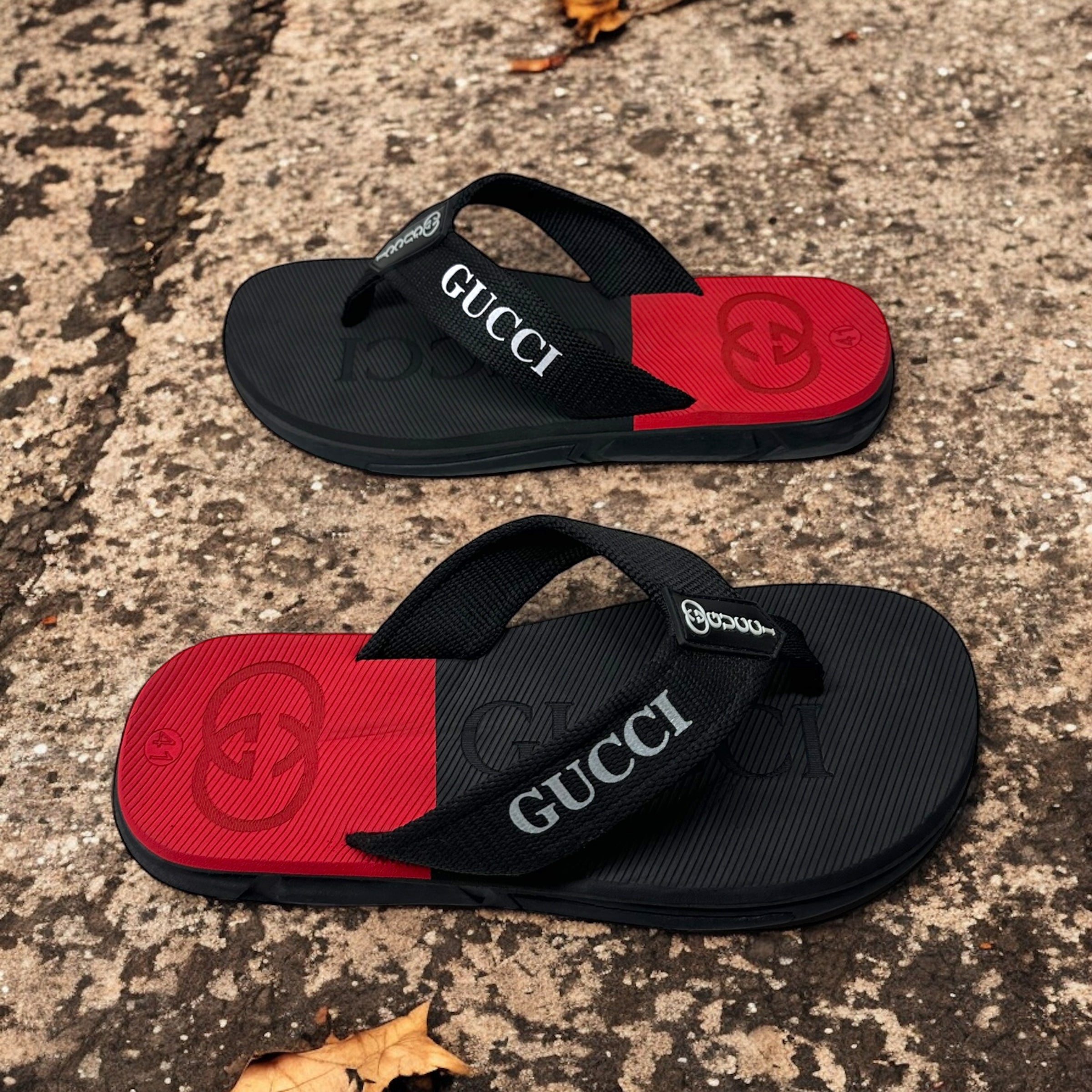 New Gucci  Extra Soft Red Black Flip Flop Slipper