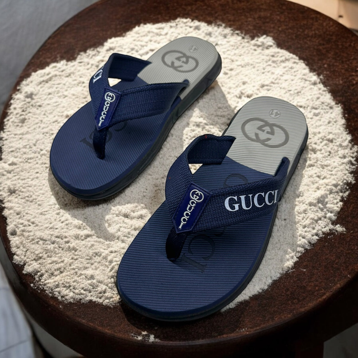 New Gucci  Extra Soft Gray Blue Flip Flop Slipper