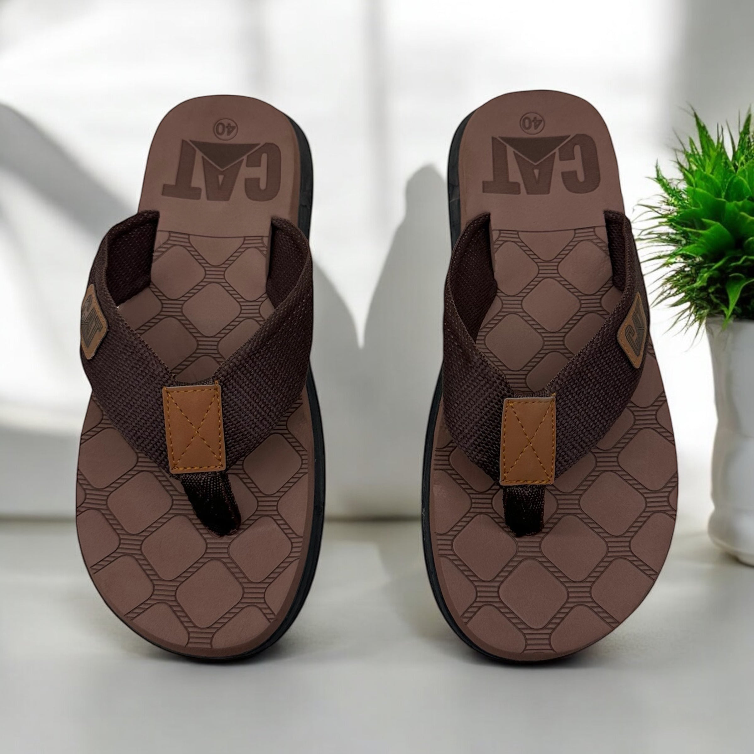 New C-A-T Premium Extra Soft Brown Flip Flop Slipper