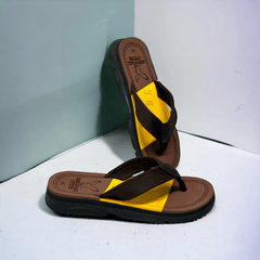 New E-A-G-L-E Extra Soft Brown Yellow Flip Flop Slipper  ES-3600