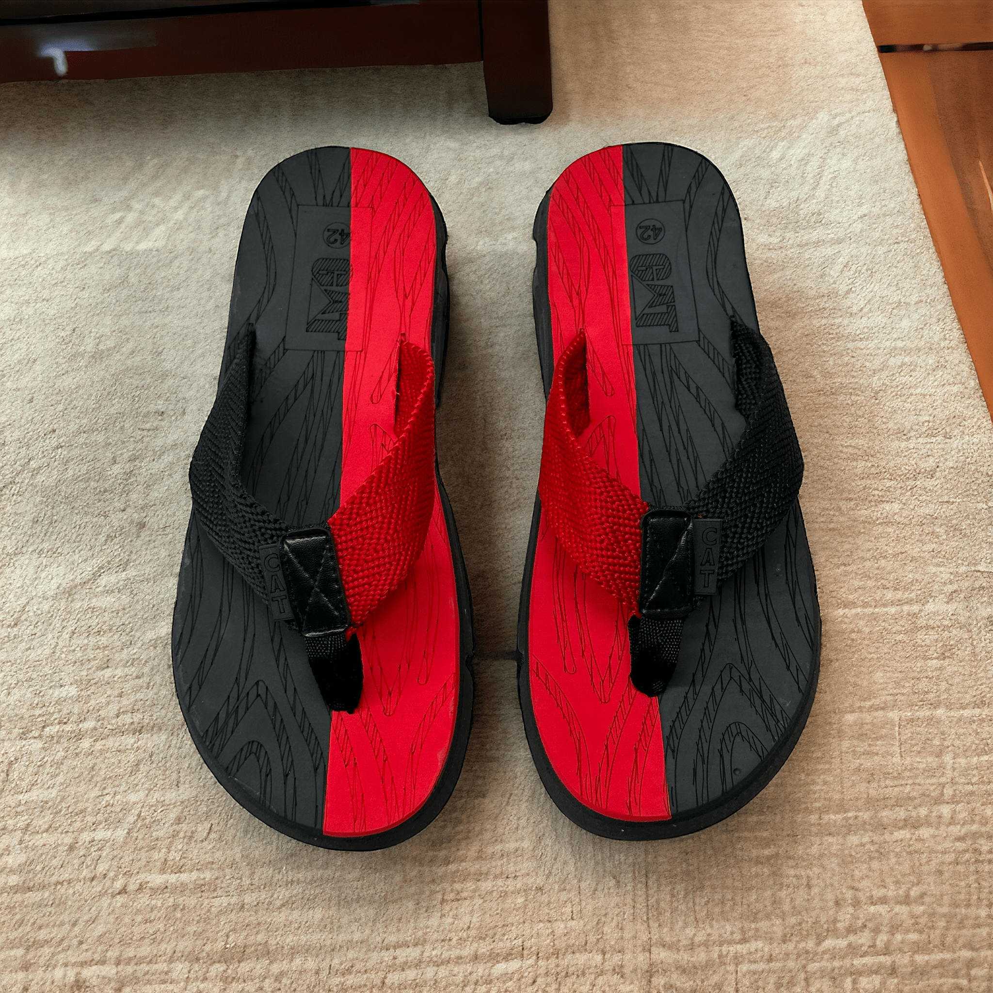 New C-A-T Extra Soft Black Red Flip Flop Slipper  CS-6500