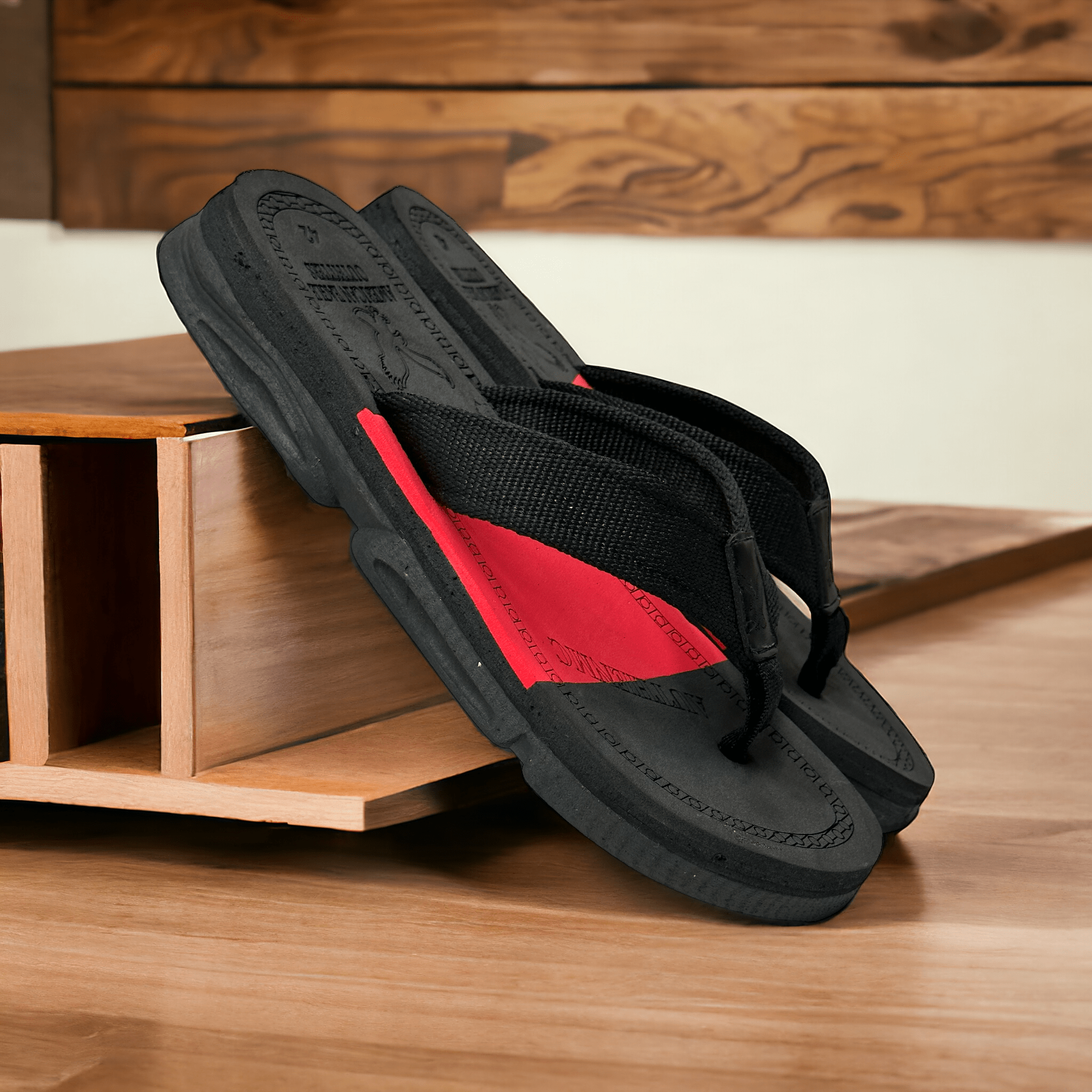 New E-A-G-L-E Extra Soft Black Red Flip Flop Slipper  ES-3700